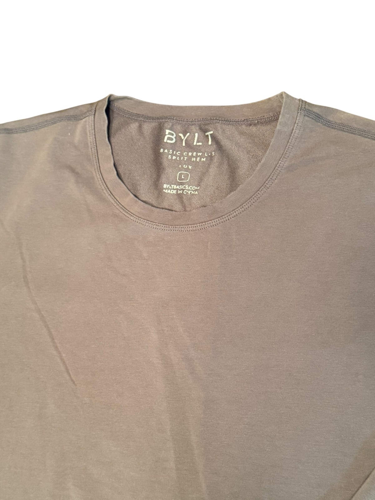 BYLT Basics Men's Large Gray Basic Crew Split Hem… - image 3