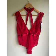 Oh La La Cheri Red Lace Teddy Harness Choker Bodysuit Womens 1X/2X NWT