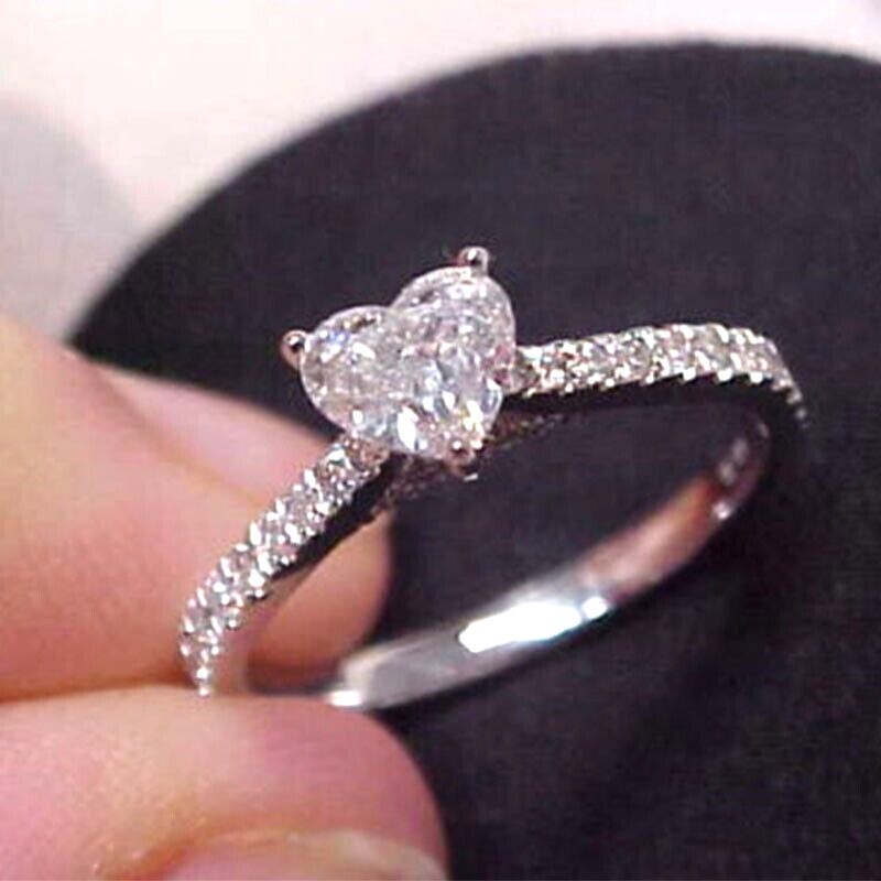 1.50Ct Heart Cut Simulated Diamond Stunning Promise Ring 14k White Gold Plated