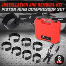 [9Pcs] Engine Piston Ring Installation Removal Compressor Set w/ Pliers+Case
