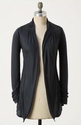 Deletta Pleated Dawning Cardigan Size Small Cadet Blue Jersey Anthropologie