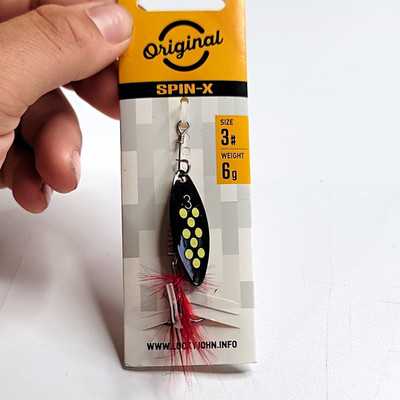 Lucky John Spin-X Spinner Lure Size 3 6g Black/Yellow Dots Red/Silver