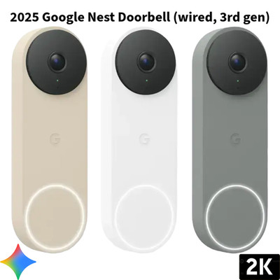 New 2025 Google - Nest Doorbell (wired, 3rd gen), 2K Video and