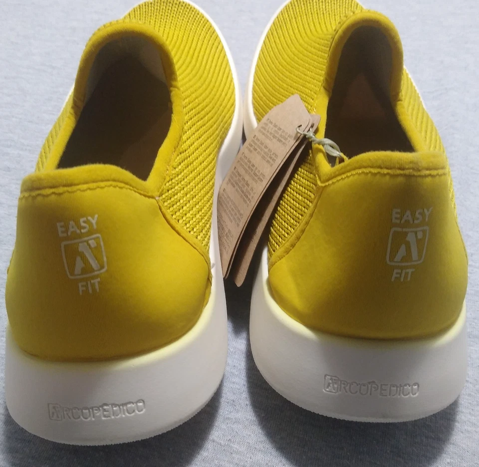 Sapato Slip On Arcopedico Malha Malha UE 40 EUA 9 Amarelo Conforto Respirável - Imagem 3 de 4