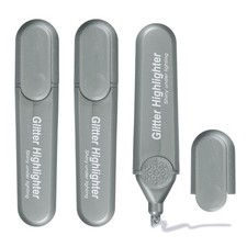 Glitter Highlighter, 3 Pack Colored Broad Tip, Gray