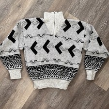 Vintage Le Tigre Sweater Geometric Pattern Pullover 1/4 Zip 80s GrandpaCore XL