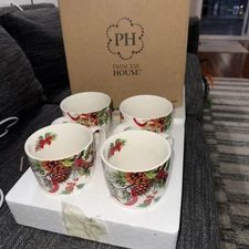 Princess House MARBELLA  Winter Berry Coffee Mugs (3497) New M6