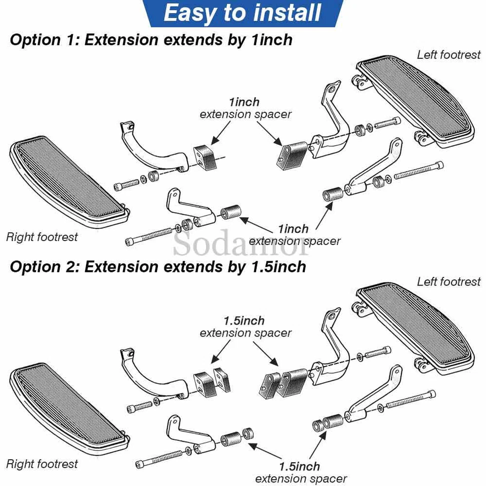 Driver Floorboard Spacer Extension Kit for Harley Street Glide FLHX/I 2009-2023 - Image 3 of 4