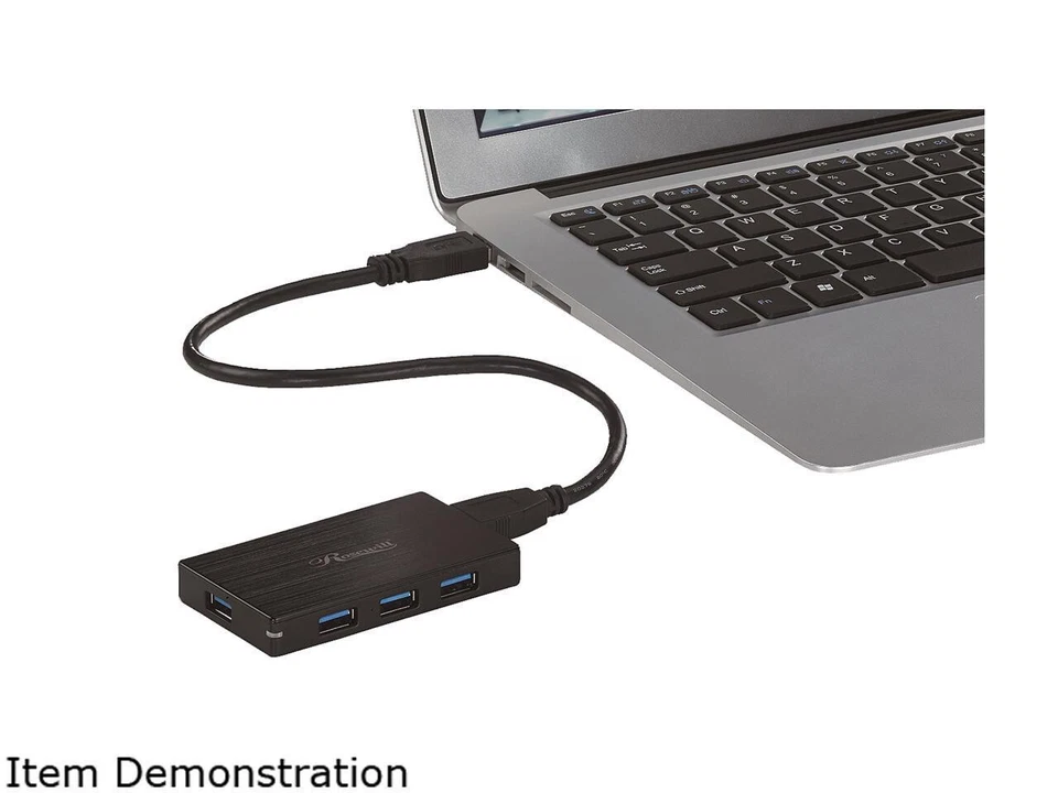 Rosewill 4 Port Slim USB 3.0 2.0 1.1 Mini Black Aluminum Metal LED Hub Retail - Image 3 of 4