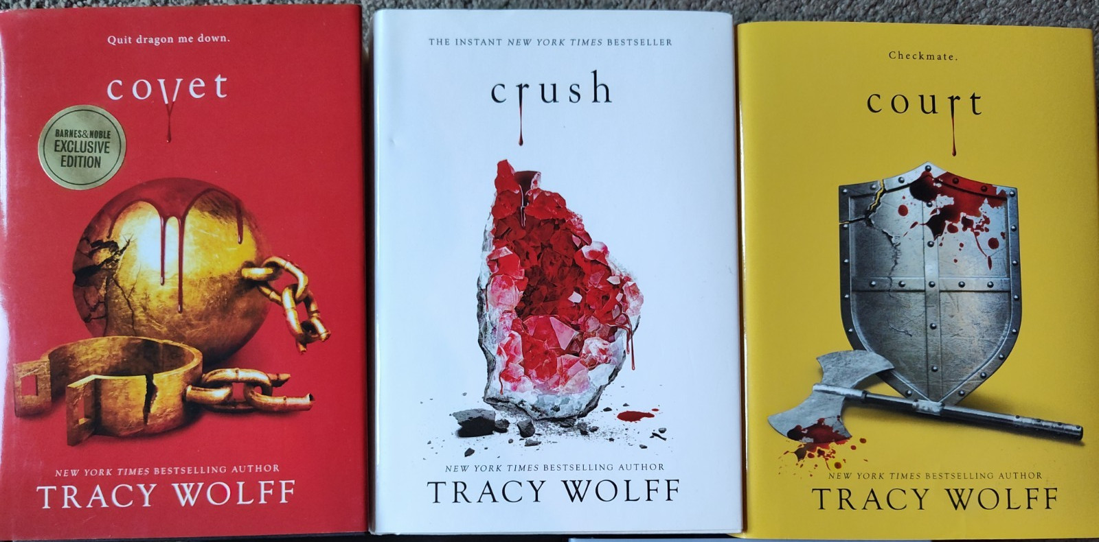 Tracy Wolff Crave Series 5 Book Lot 2 Signed Covet Crush Court Charm HCDJ NEW