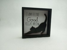 I Am Feline Good Right Meow Farmhouse Wooden Standing Sign Home Decor Cat Lover