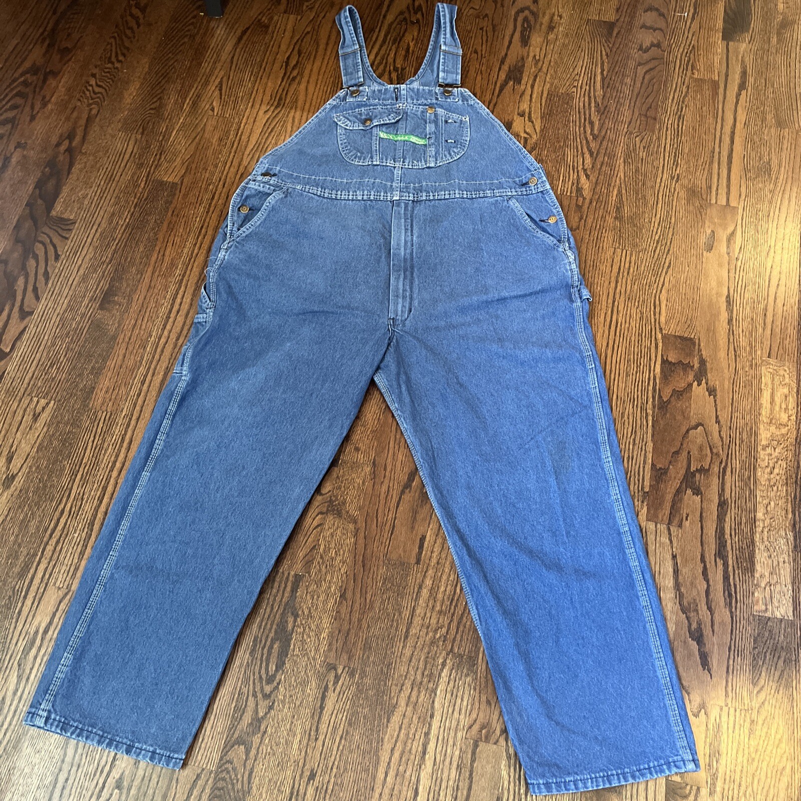 Key imperial Bib Overalls Mens 46 x 28.5 Blue Denim 100% Cotton Carpenter Farmer