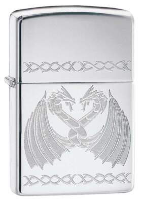Zippo Windproof Engraved Mythological Dancing Dragons Lighter