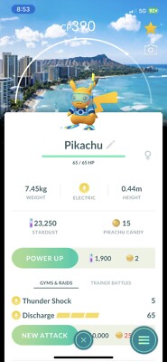 Pokemon trade Go   Shiny Pikachu Scuba World Championships  honolulu- trade P TC