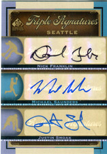 Nick Franklin, Michael Saunders, and Justin Smoak 2012 Upper Deck Autographed Ca