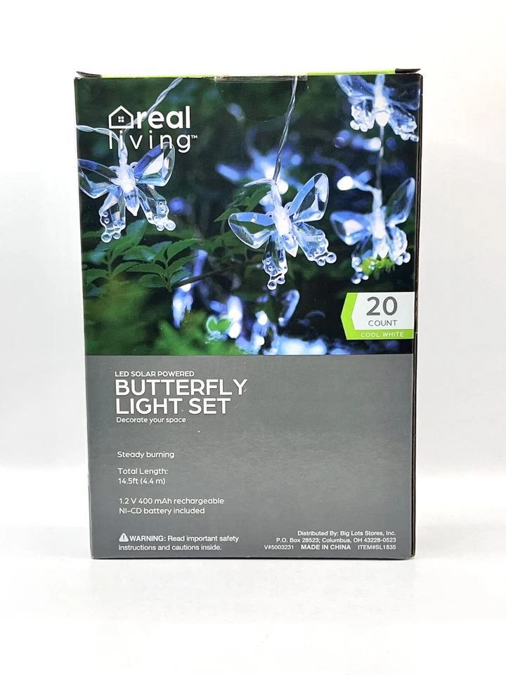 Juego de luces de jardín mariposa LED blancas frías Real Living paquete de 20 Foto 3 de 3