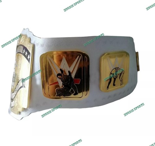 INTERCONTINENTAL HEAVYWEIGHT WRESTLING CHAMPIONSHIP WHITE 4MM BRASS BELT ADULT - Picture 2 of 4