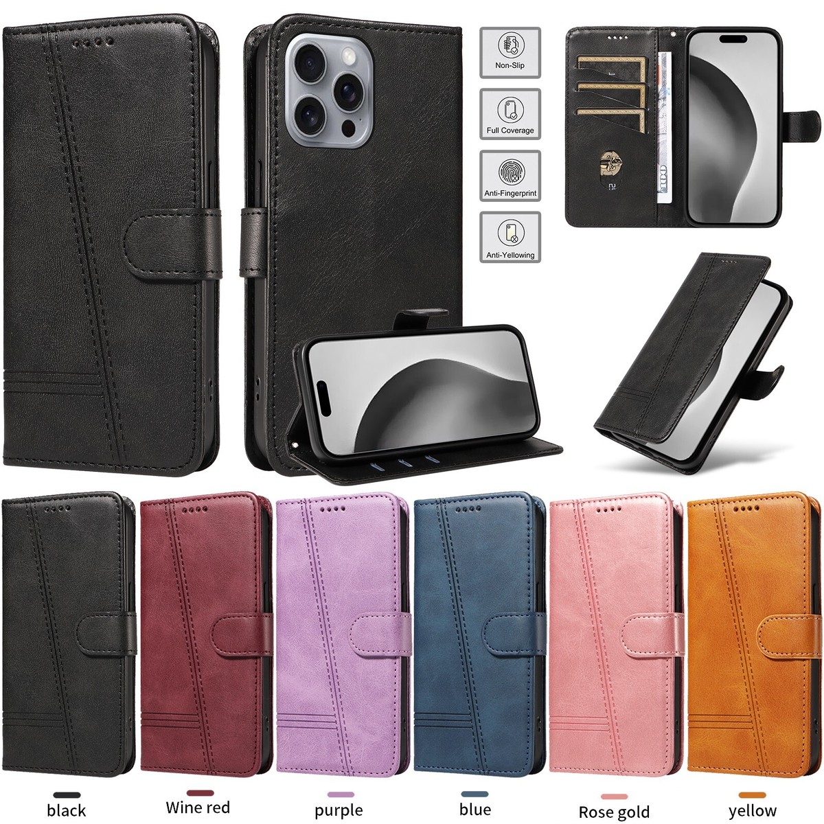 CaseMe Leder Handyhülle Kartenfächer Für IPhone 16e | 16 | Pro | Max