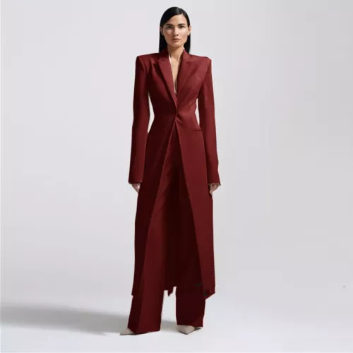 Women Long Jackets Suits Ladies Modern Fashion Prom Evening Party 2Pcs Outfits - Picture 14 of 19