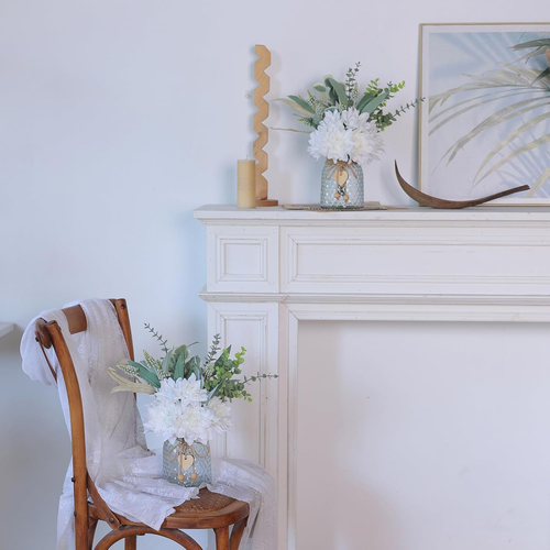 Faux Flowers with Vase,Artificial Silk Flowers in Vase, Fake Plant Eucalyptus an - Picture 8 of 12