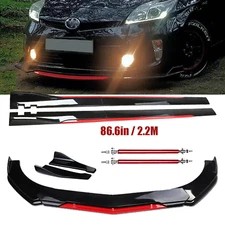 Front Bumper Lip Splitter Spoiler Glossy Black Red For Toyota Prius Body Kit