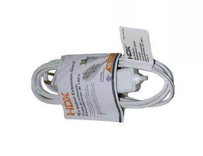 HDX 3 outlet 6 ft 13 Amp 16 gauge indoor Extension Cord in White