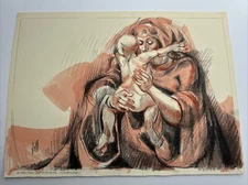 MID CENTURY PAINTING MODERNIST LISTED BILL VOSS EXPRESSIONIST PORTRAIT MOTHER