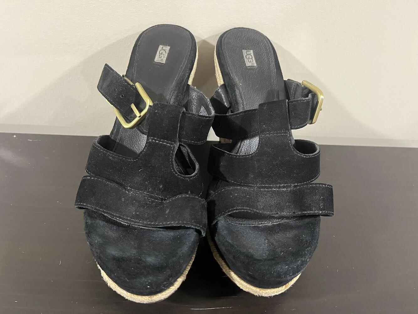 Sandali neri con zeppa UGG taglia 10
