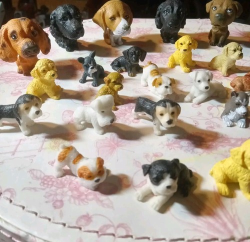 Grande lotto di 27 cani in miniatura plastica 7 grandi 20 mini tutte le razze diverse - Foto 7 di 9