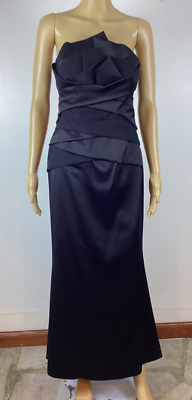 Coast Black Satin Ruffle Strapless Maxi Dress Anthropologie 8 | eBay