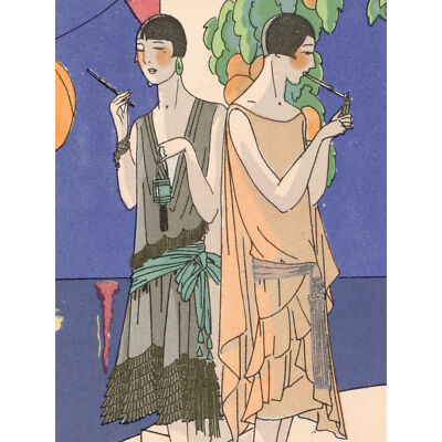 Geschmack Schönheit Frauen Blätter Rauchen 1926 Gemälde Wandbild Leinwanddruck 18 x 24 Zoll