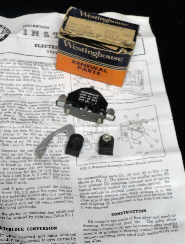 WESTINGHOUSE ~Tipo L-52 ~ Talla 2 ~ Tipo N ~ ENCLAVAMIENTOS ELÉCTRICOS ~ NUEVO en CAJA Foto 3 de 4