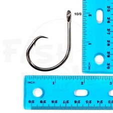 10-200pcs Fish WOW!® 10/0 Fishing 4x strong offset circle hooks Black Nickel lot