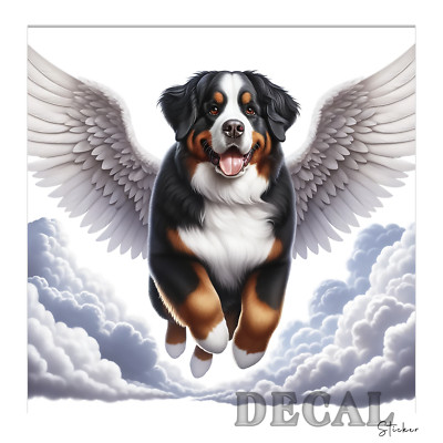 Bernese Mountain Angel Clouds Vinyl Decal Sticker Indoor Outdoor 4 Sizes