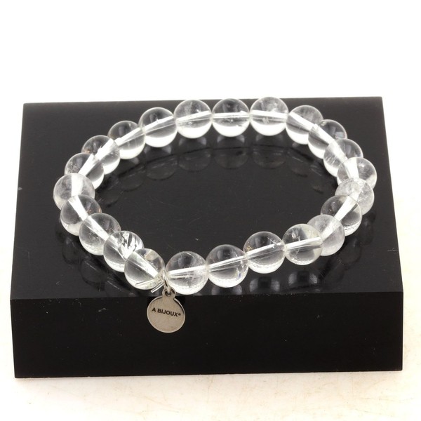 Mineralien Und Edelsteine. Armband Perlen Quarz Aus Brasilien 8 Mm. Hergestellt-image