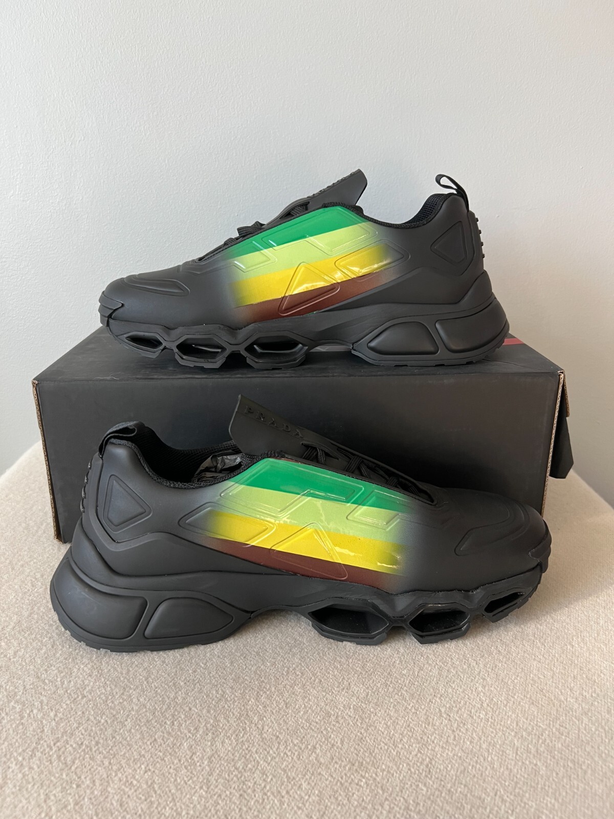 Prada Collision Cross Low Sneakers - Size US 10.5 - Black Leather - NEW thumbnail 3