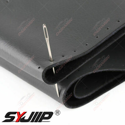 Black Leather Car Steering Wheel Cover Breathable Anti-slip Car Accessories US
