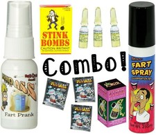 1 Liquid Ass  1 Fart Spray Can  3 Stink Vials  3 Fart Bags  1 Stink Perfume