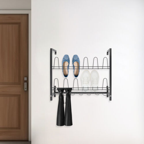 3 Tier Wall Mounted Shoe Rack Wall Hanging Shoes Organizer Storage Stand Rack US