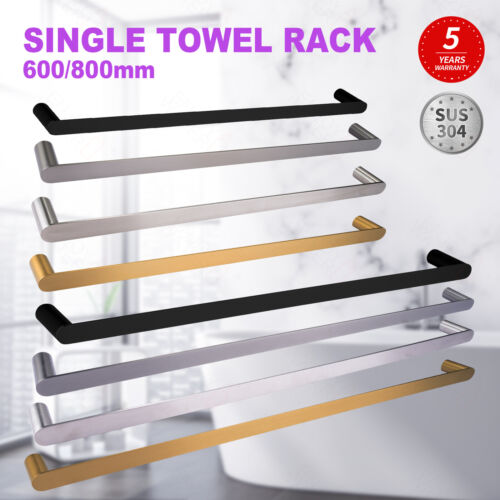ACA Bath 600/800mm Single Towel Rail Rack Stainless Steel 304 Bar Wall Mounted - Picture 1 of 59