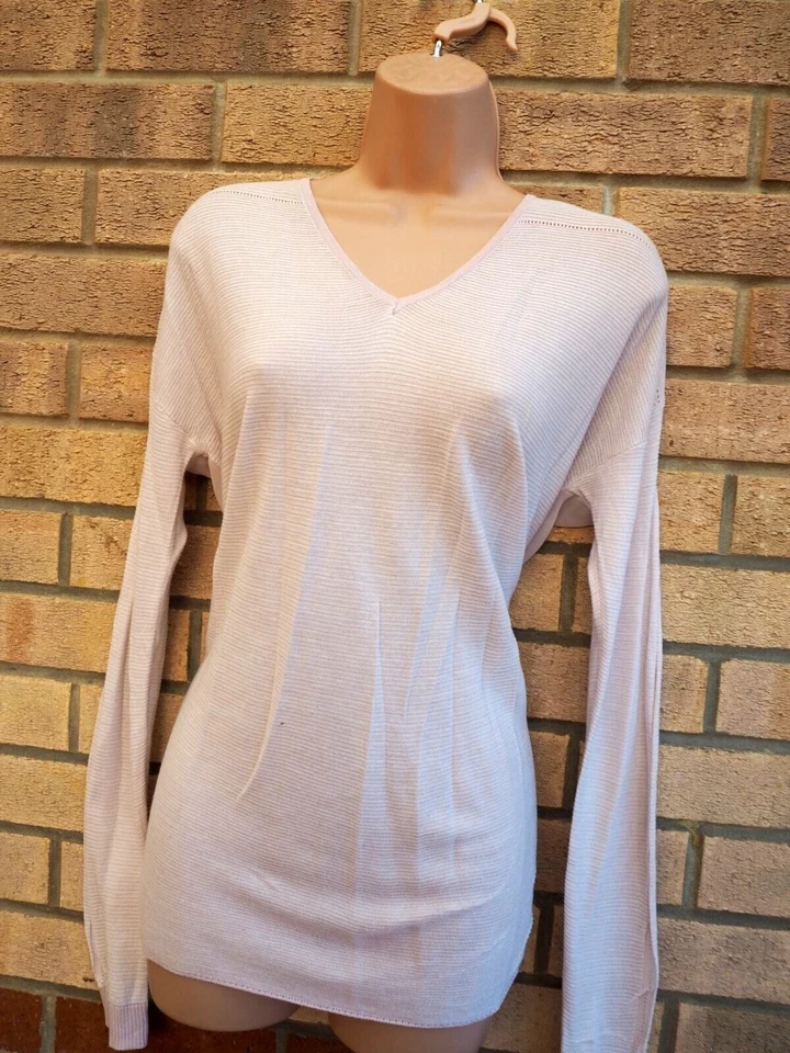 FENN WRIGHT MANSON PASTEL PINK KNIT LONG SLEEVE SHIFT JUMPER TOP BLOUSE SHIRT S - Image 4 of 4