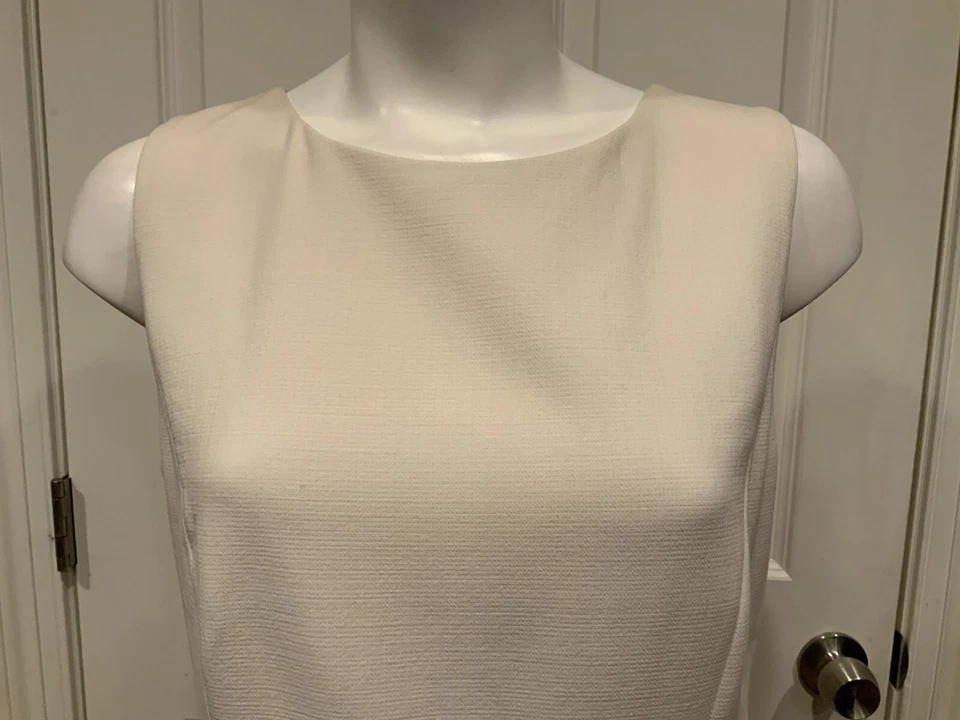 Vestido Vaina Emilio Pucci Blanco Off-Sin Mangas con Dobladillo y Borde con Volantes, Talla 12 EE. UU. Foto 2 de 4