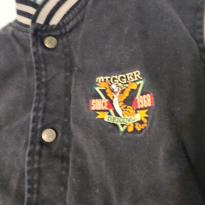 Vintage 90s Tigger Varsity Jacket Disney Store Embroidered Dark