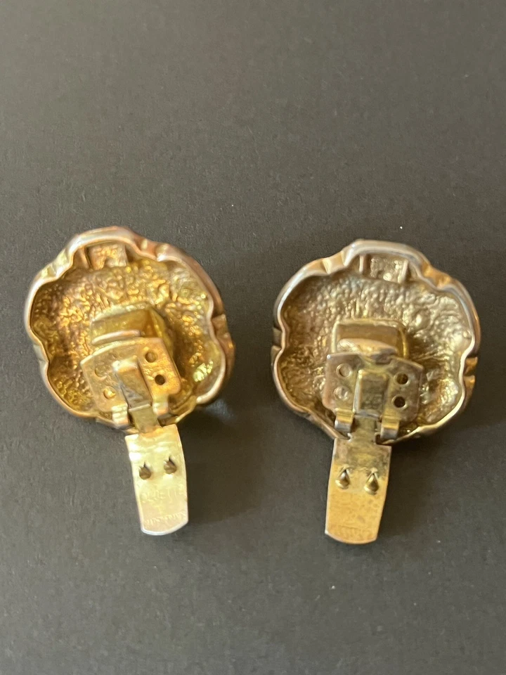 Cabochão de vidro vintage clipes de sapato brilho lua espelho tom dourado anos 80 glamour divertido - Imagem 2 de 4