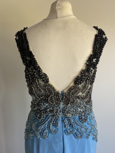 Loré Dress Size 38 Blue Black Silver Beaded Lined Prom Occasion - Picture 11 of 18