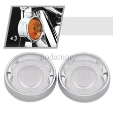 2Pcs Turn Signal Bezels Lens Cover Visor Trim Rings For Harley Touring 1986-2013