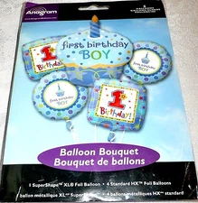 Anagram Cupcake FIRST BIRTHDAY BOY Blue Foil Balloon Bouquet
