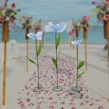 3PC Blue Large Artificial Flower For Fake Bouquet Wedding Home Party Decoration