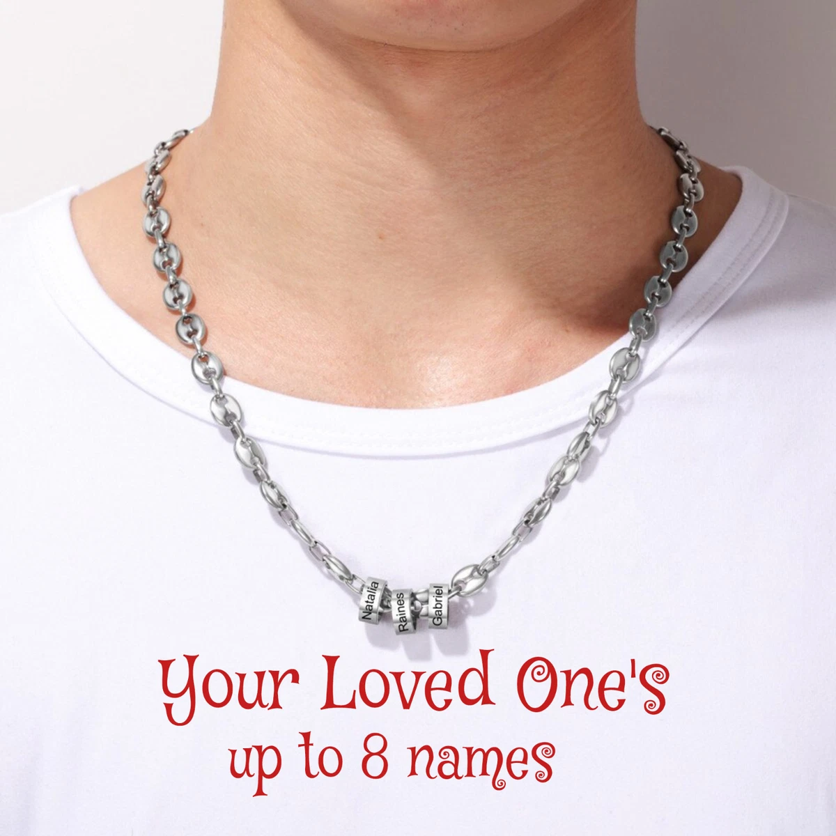 Personalized Engraved Kids Name Necklace for Men Dad Father