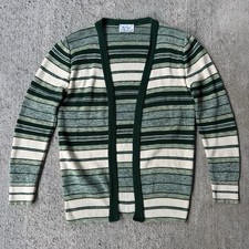 Vintage 70s Bobbi Ann Of Boston Knit Cardigan Green Women s Size Medium READ